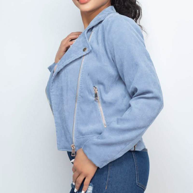 Kord-Bikerjacke mit Reißverschluss