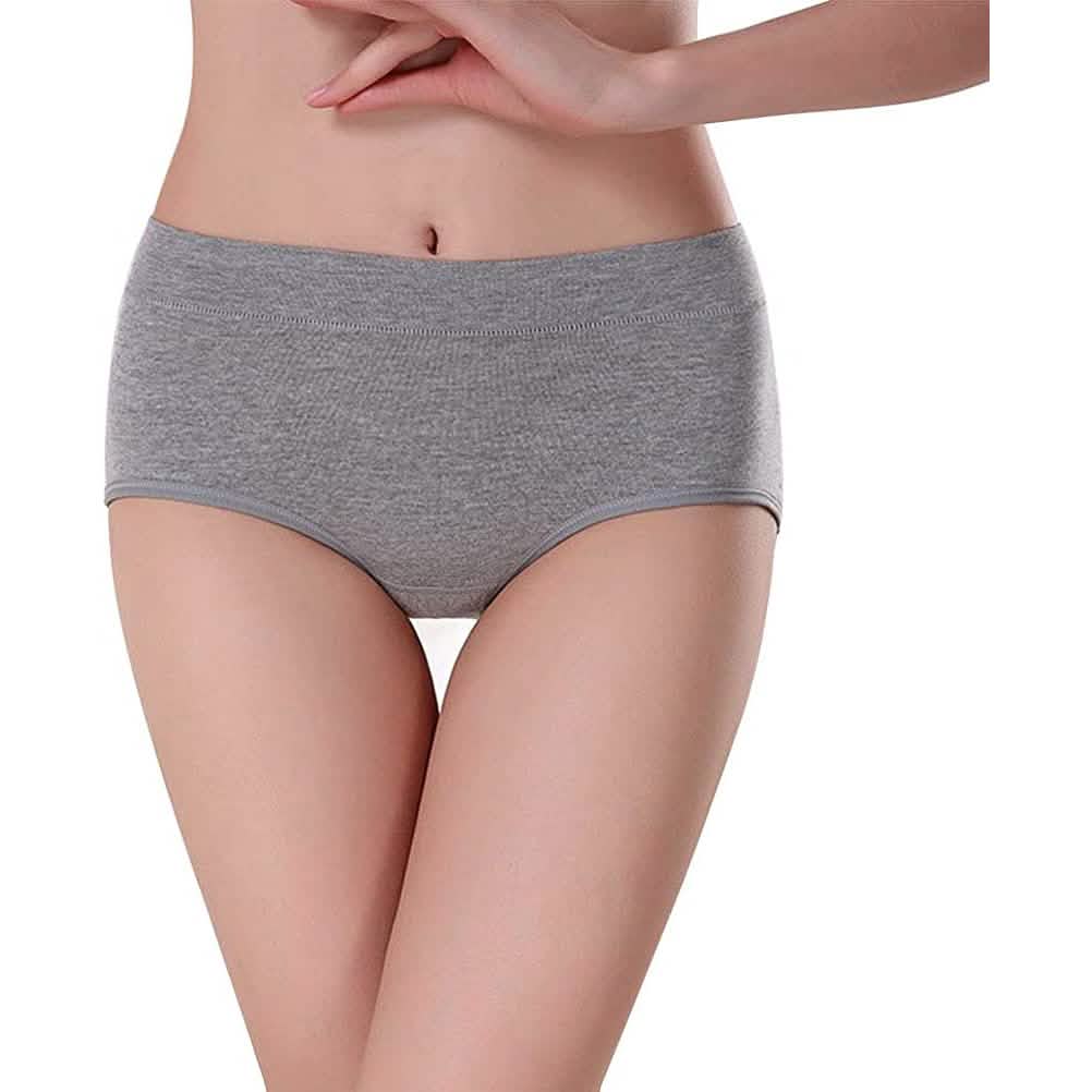 5er-Pack: Baumwoll-Mid-Waist-Slips mit voller Bedeckung und Anti-Muffin-Top-Effekt für Damen