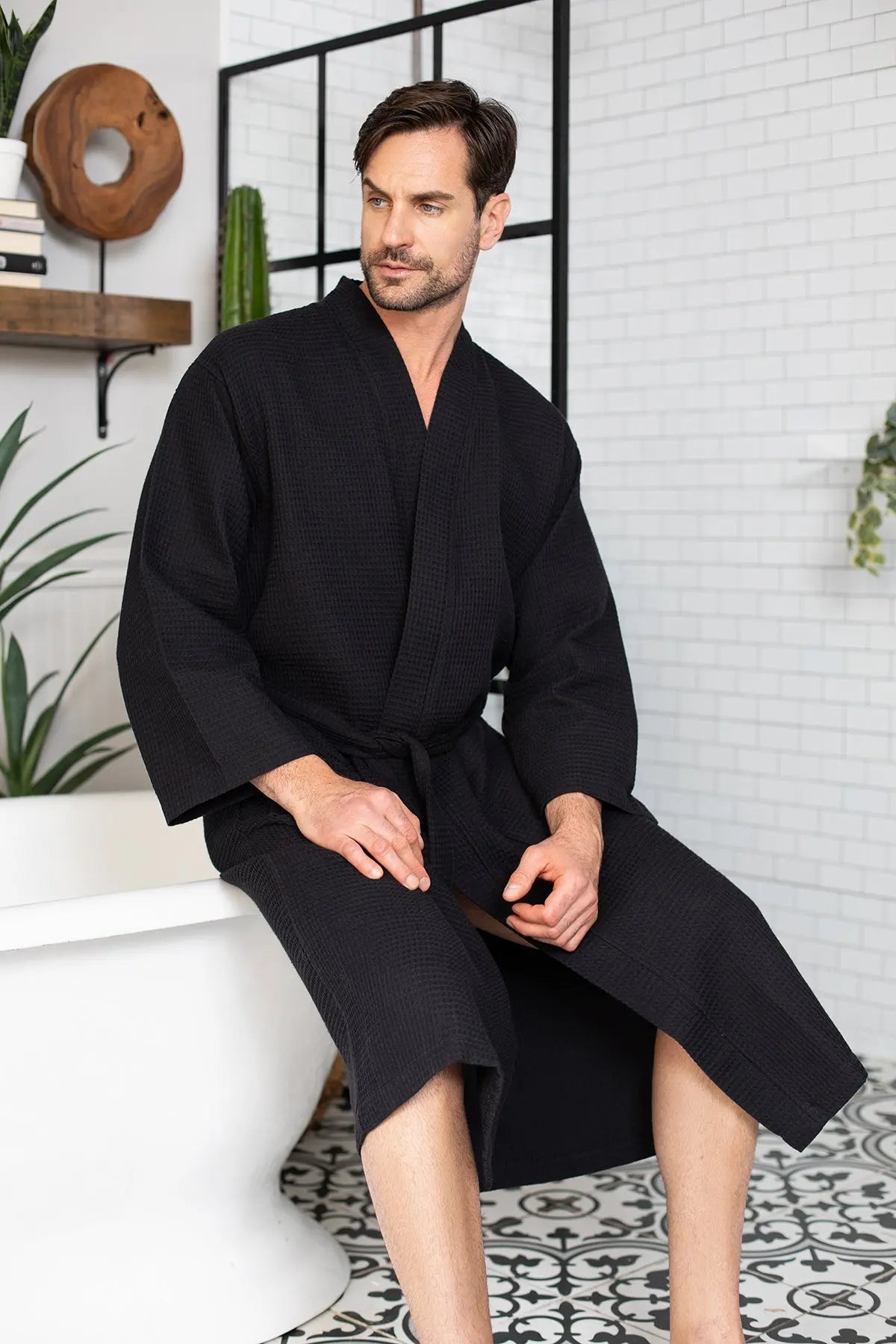 Waffel-Spa-Bademantel für Herren - Saugfähig, leicht