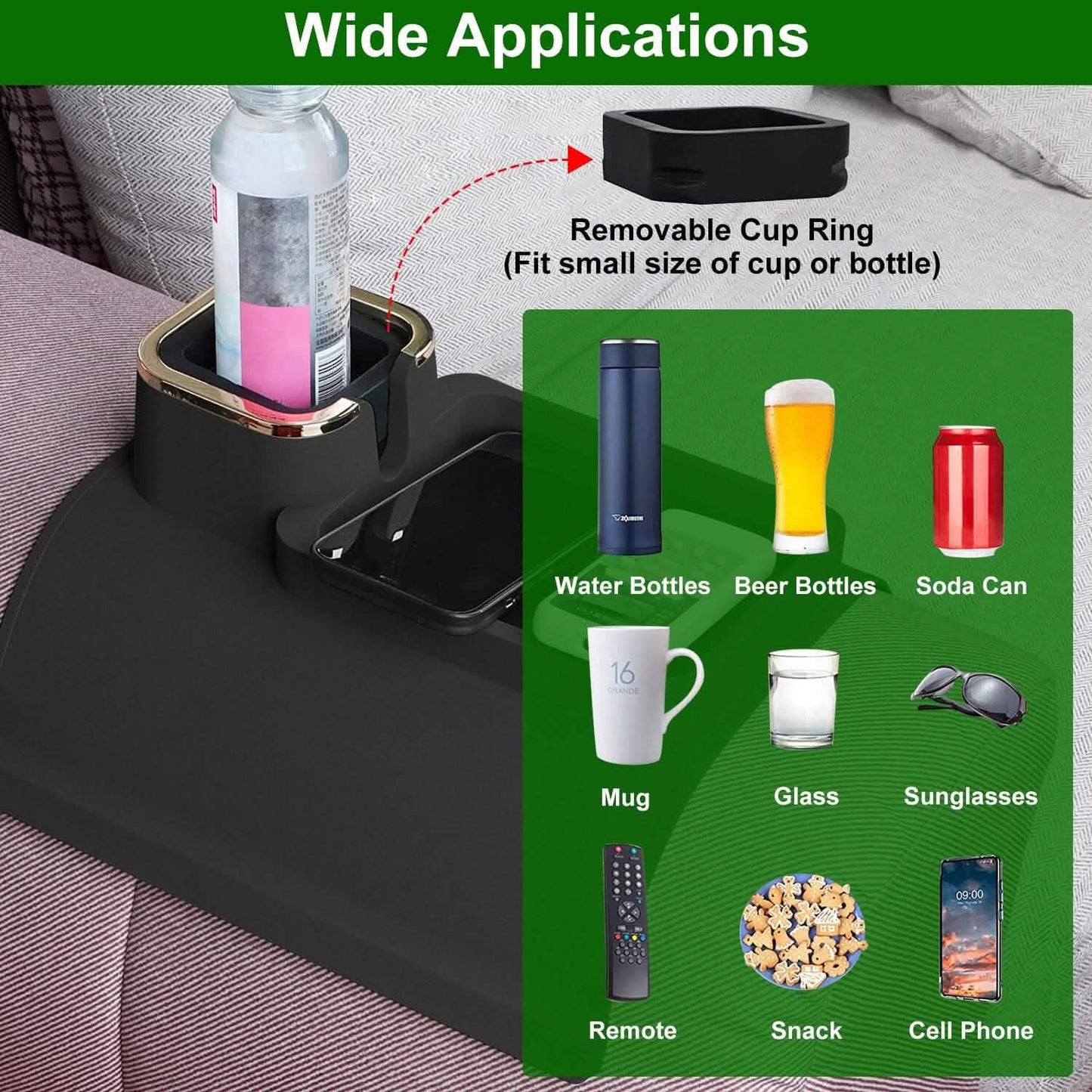Couch Arm Tassenhalter Tablett Anti-Rutsch Anti-Spill Silikon Armlehne Fernbedienung Snack Organizer