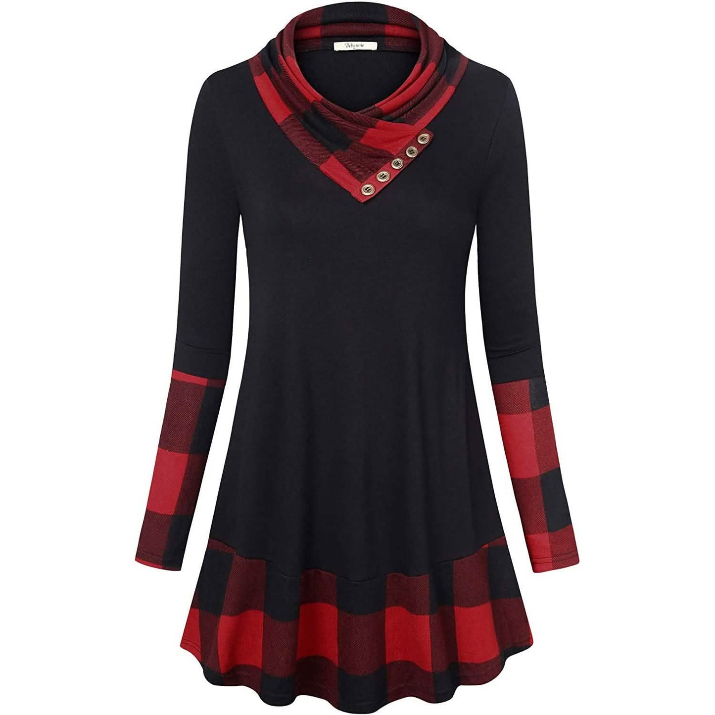 Rollkragen-Langarmshirt mit Patchwork