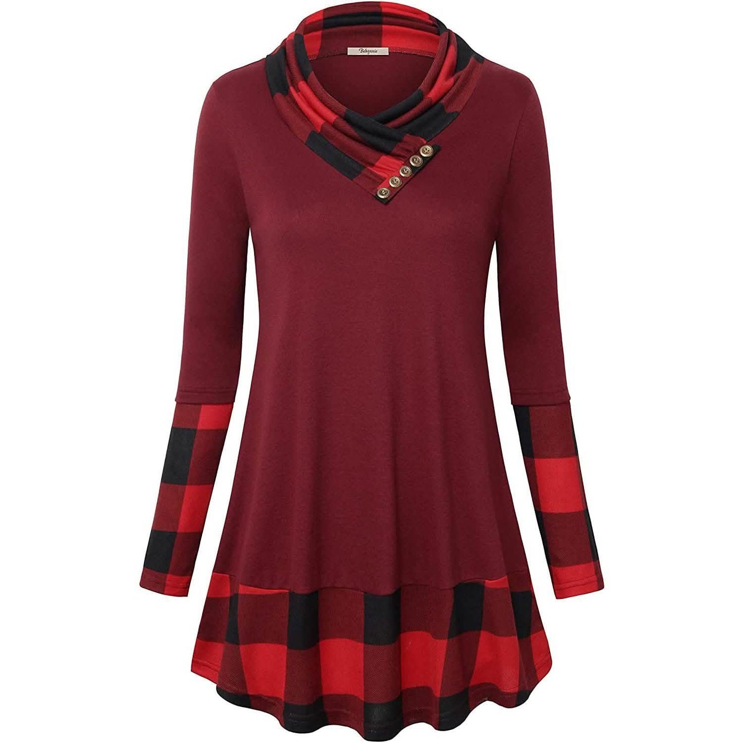 Rollkragen-Langarmshirt mit Patchwork