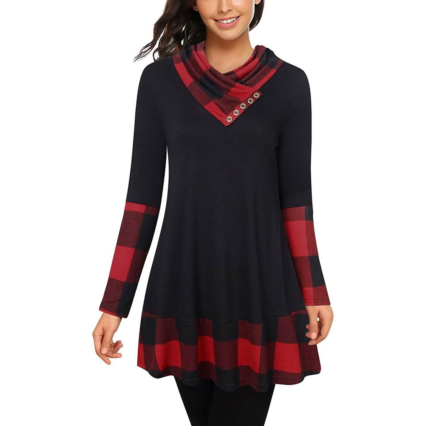 Rollkragen-Langarmshirt mit Patchwork