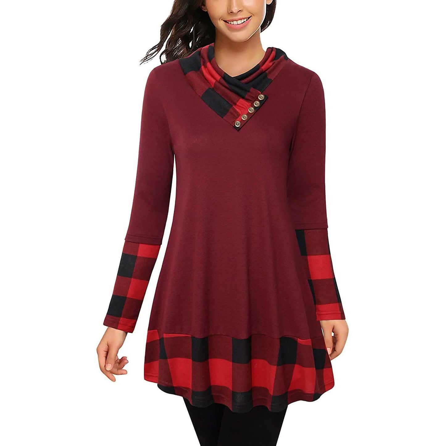Rollkragen-Langarmshirt mit Patchwork
