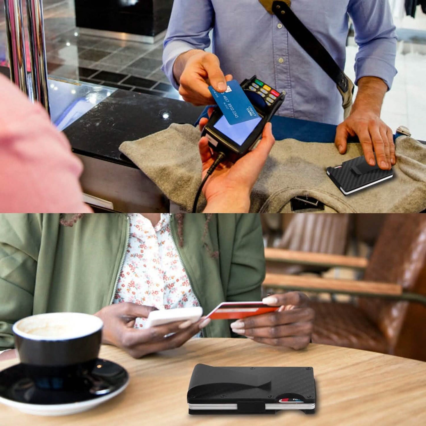 Kreditkartenetui mit Geldklammer aus Kohlefaser, RFID-Blockierung, Scan-Schutz für Herren