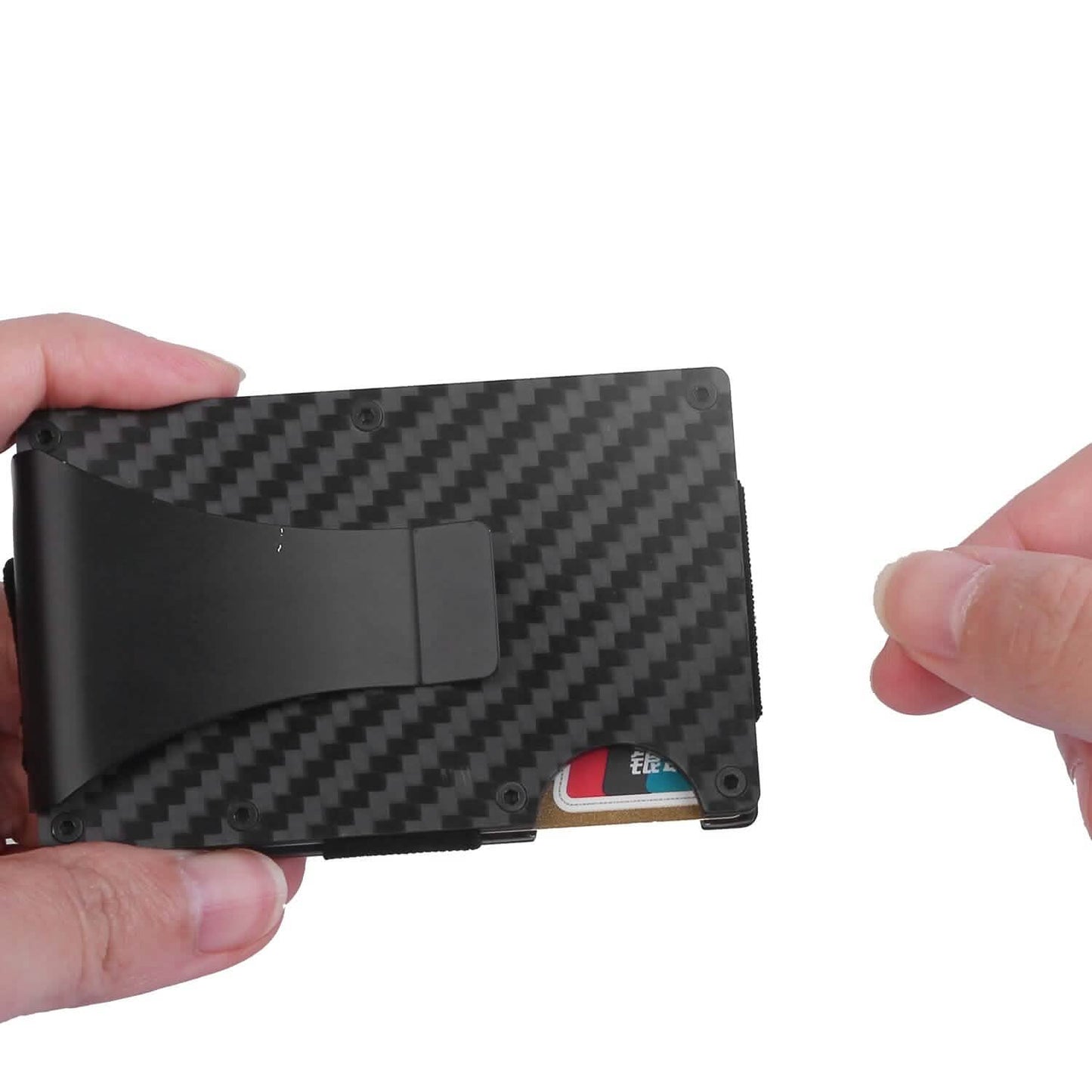 Kreditkartenetui mit Geldklammer aus Kohlefaser, RFID-Blockierung, Scan-Schutz für Herren