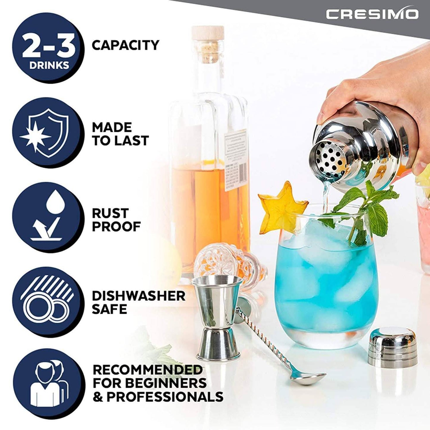 Cresimo 24 Ounces Cocktail Shaker Bar Set