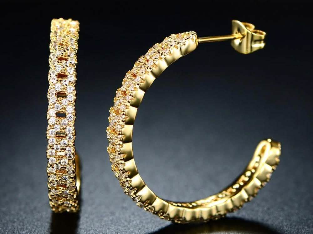 Kreolen mit kubanischer Kette aus Swarovski Kristallen
