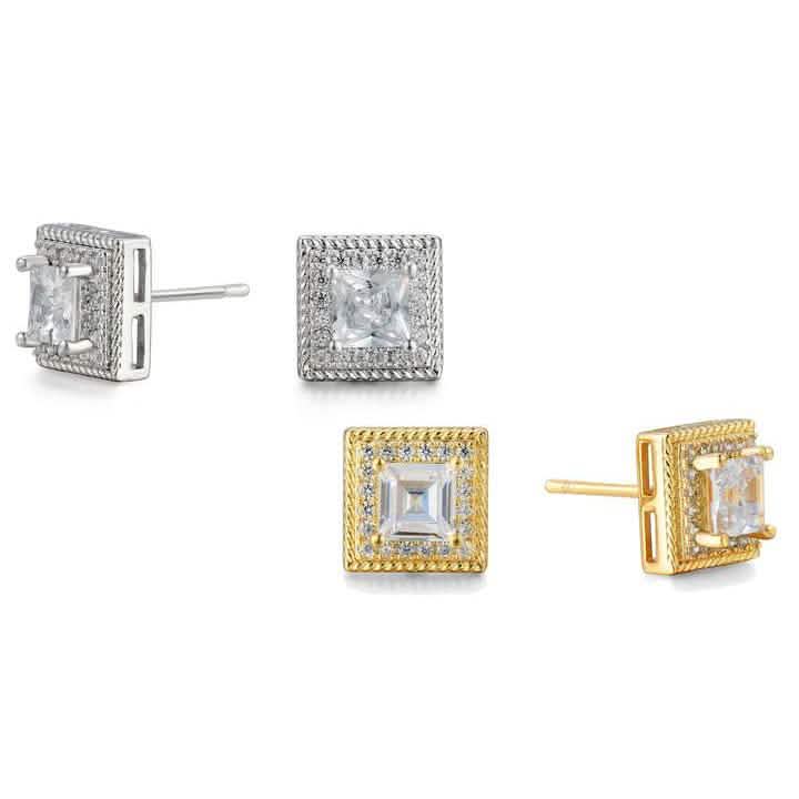 Cubic Zirkonia Prinzessinnen-Kabel-Halo-Ohrstecker