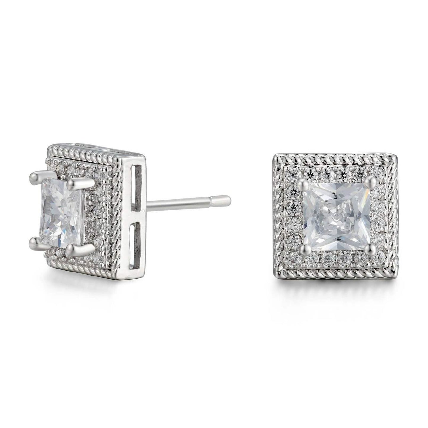 Cubic Zirkonia Prinzessinnen-Kabel-Halo-Ohrstecker