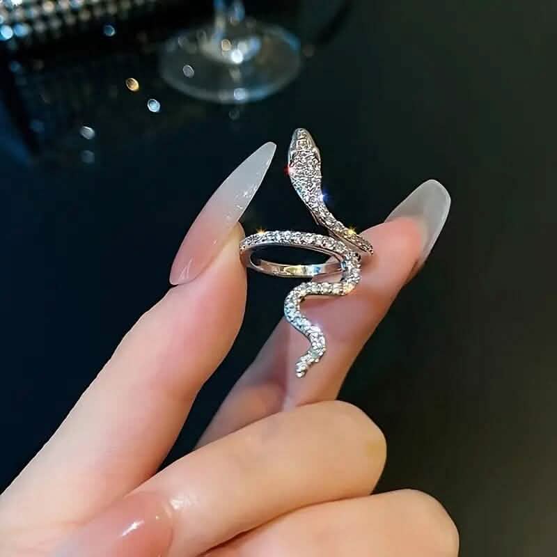 Kleiner verstellbarer Wickelring mit Zirkonia-Schlange