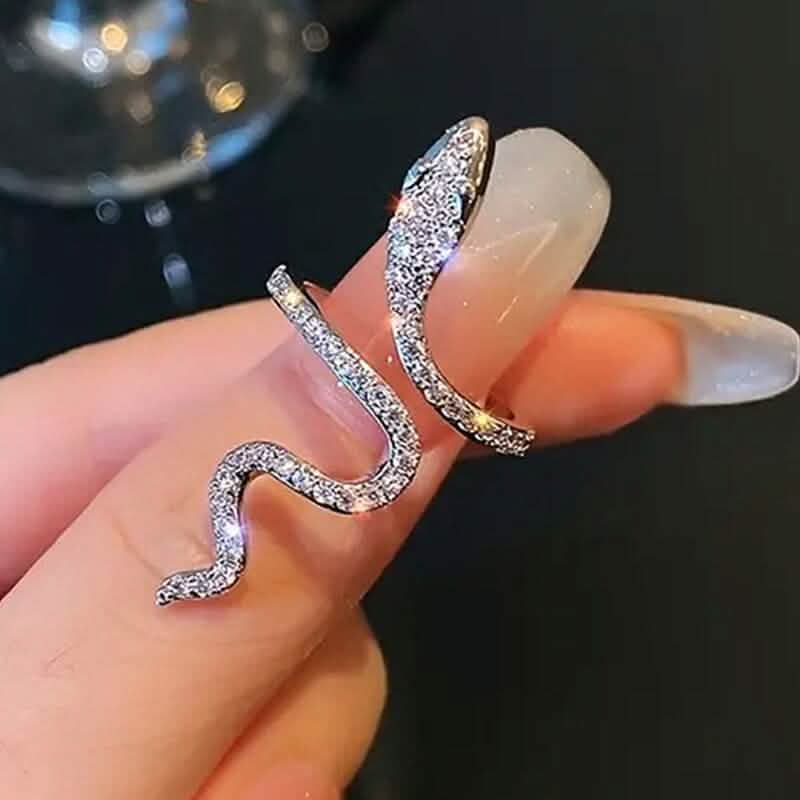 Kleiner verstellbarer Wickelring mit Zirkonia-Schlange