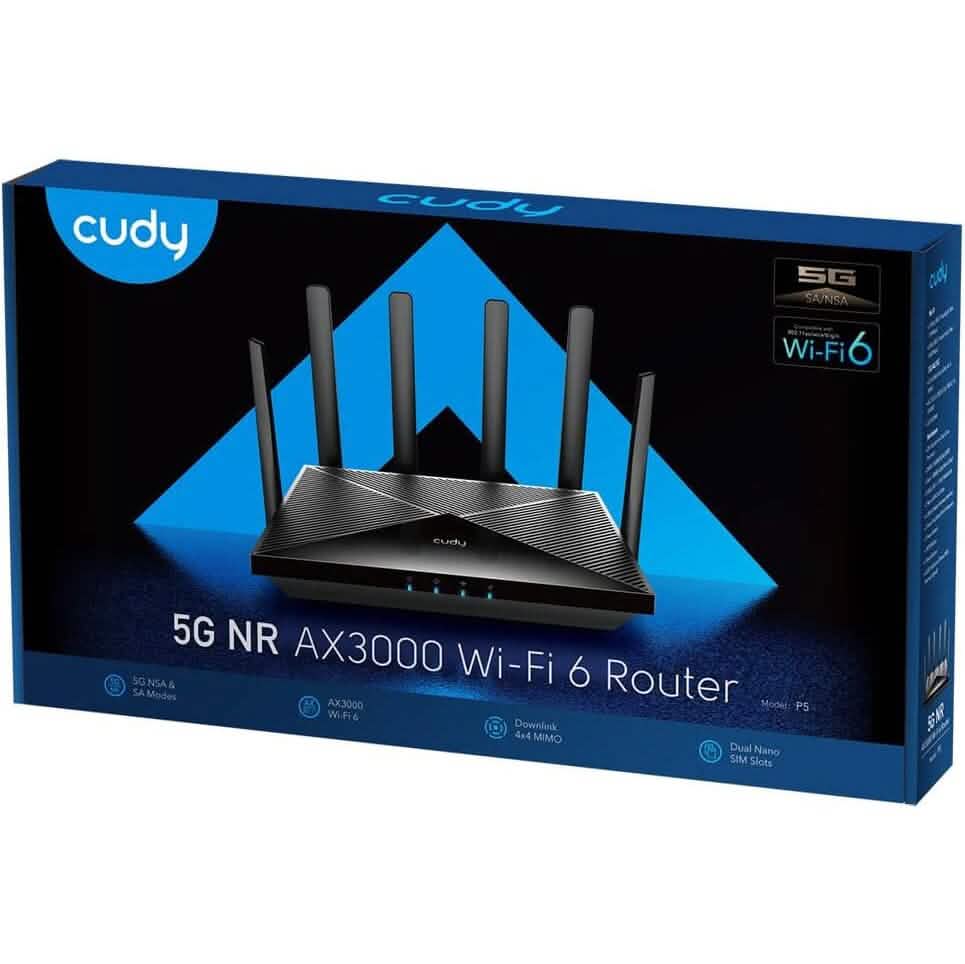 Cudy Neuer 5G NR SA NSA AX3000 WiFi 6 CPE Router, AX3000 Dual-SIM 5G Mobilfunkrouter (Generalüberholt)