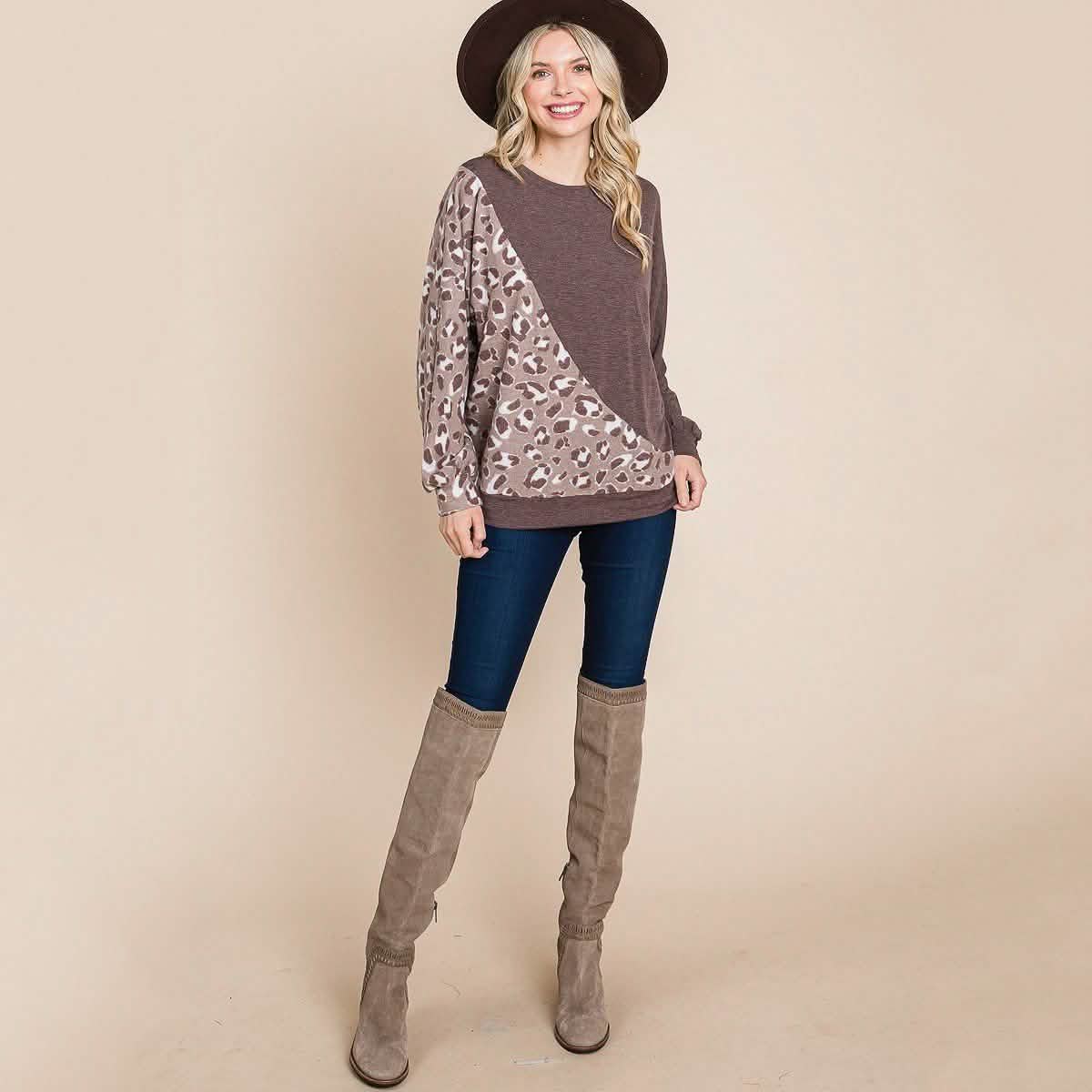 Niedlicher Tier French Terry Pullover mit Kontrastdruck und Bündchendetail