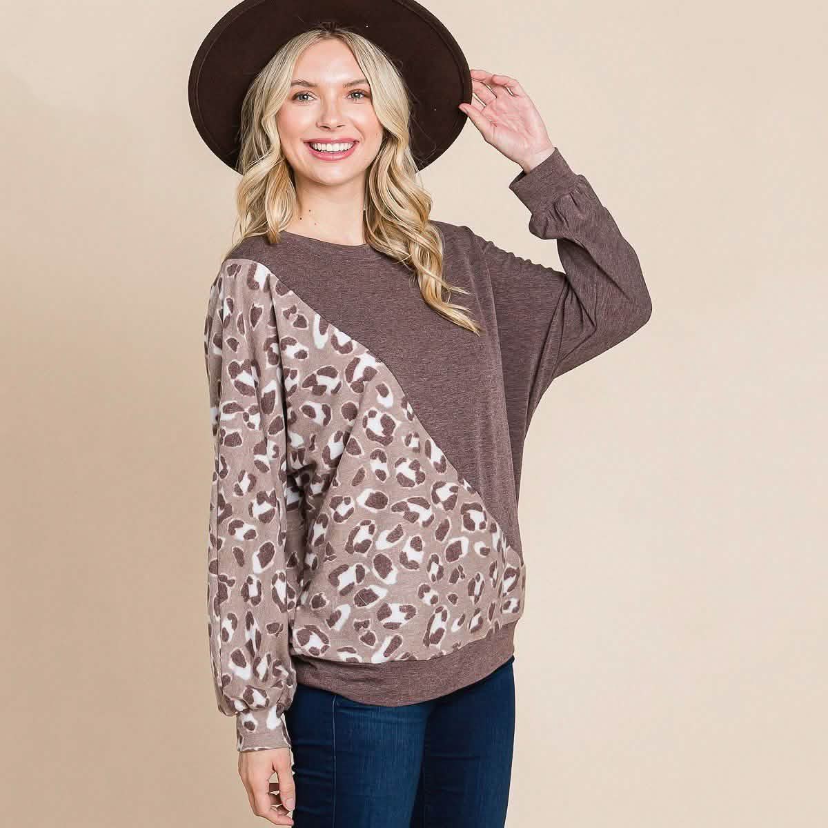 Niedlicher Tier French Terry Pullover mit Kontrastdruck und Bündchendetail