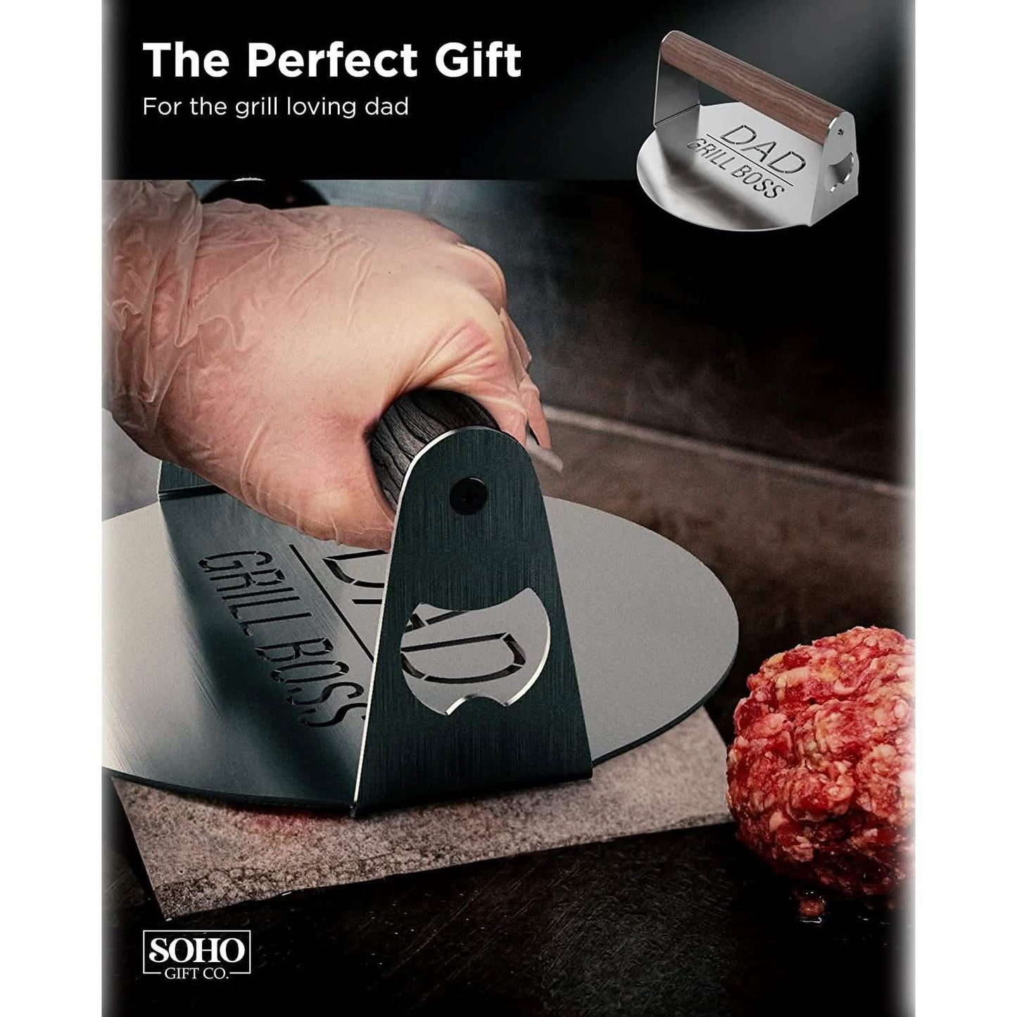 DAD The Grill Boss BBQ-Presse Grillpresse aus Edelstahl für Smash Burger