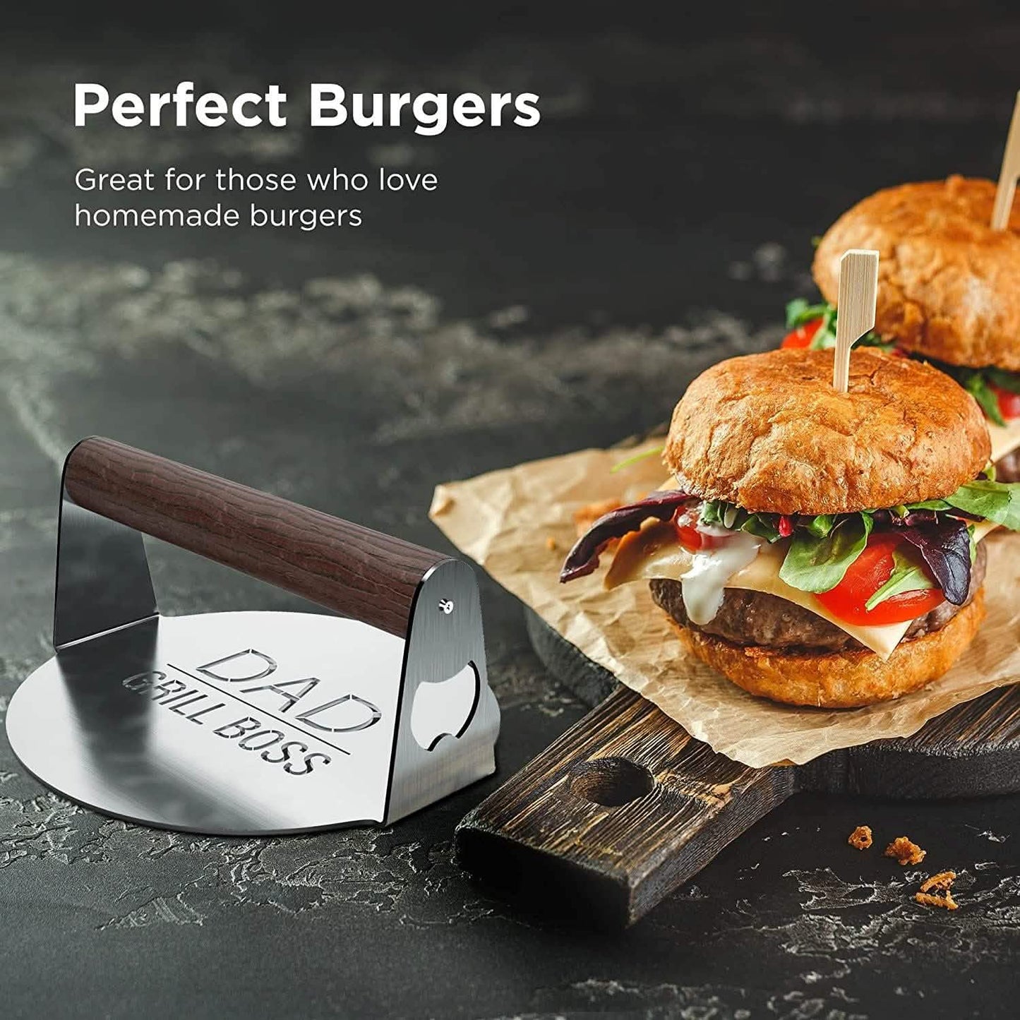 DAD The Grill Boss BBQ-Presse Grillpresse aus Edelstahl für Smash Burger