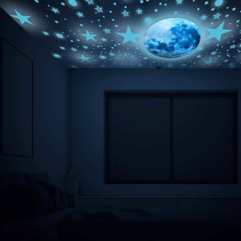 Dunkel leuchtende Sterne und Mond Wandaufkleber