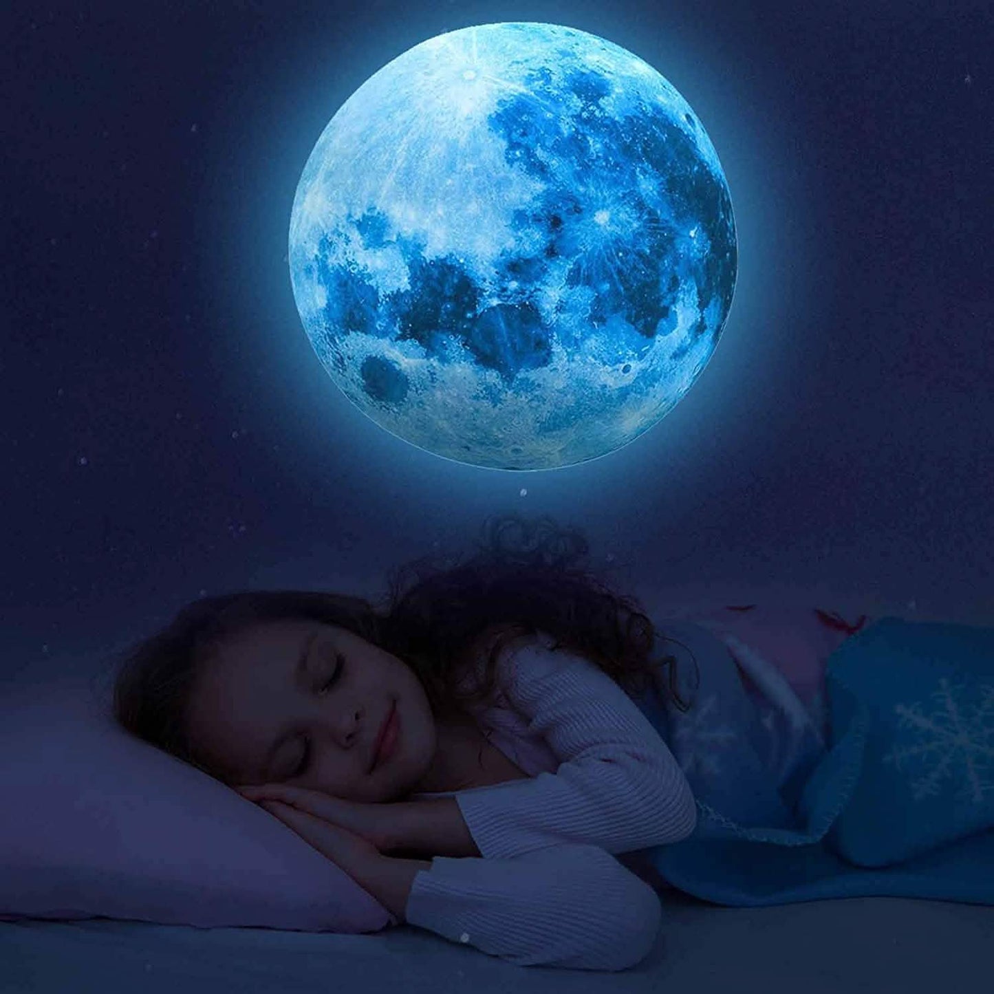 Dunkel leuchtende Sterne und Mond Wandaufkleber