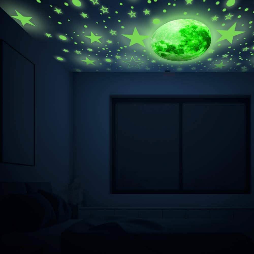 Dunkel leuchtende Sterne und Mond Wandaufkleber