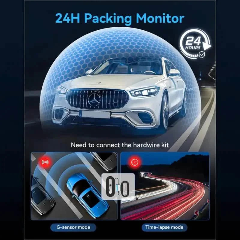 1080P Triple Dashcam Vorne, Innen und Hinten mit 32GB Karte, Nachtsicht, HDR & Mehr