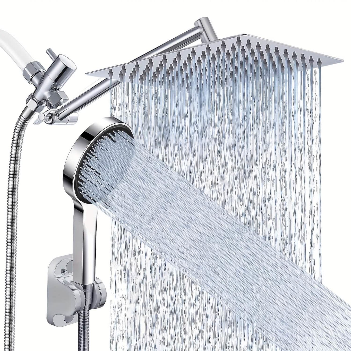 Hochdruck-Regenbrause & Handbrause – Verstellbar, Chrom/Schwarz