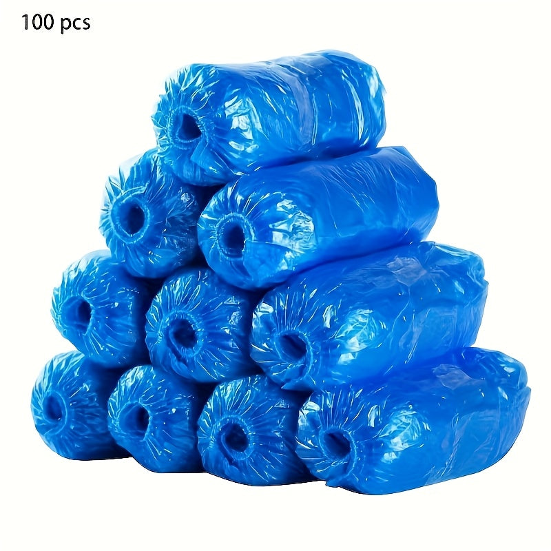 100er-Pack: Einweg-Plastiküberschuhe – wasserdicht & rutschfest