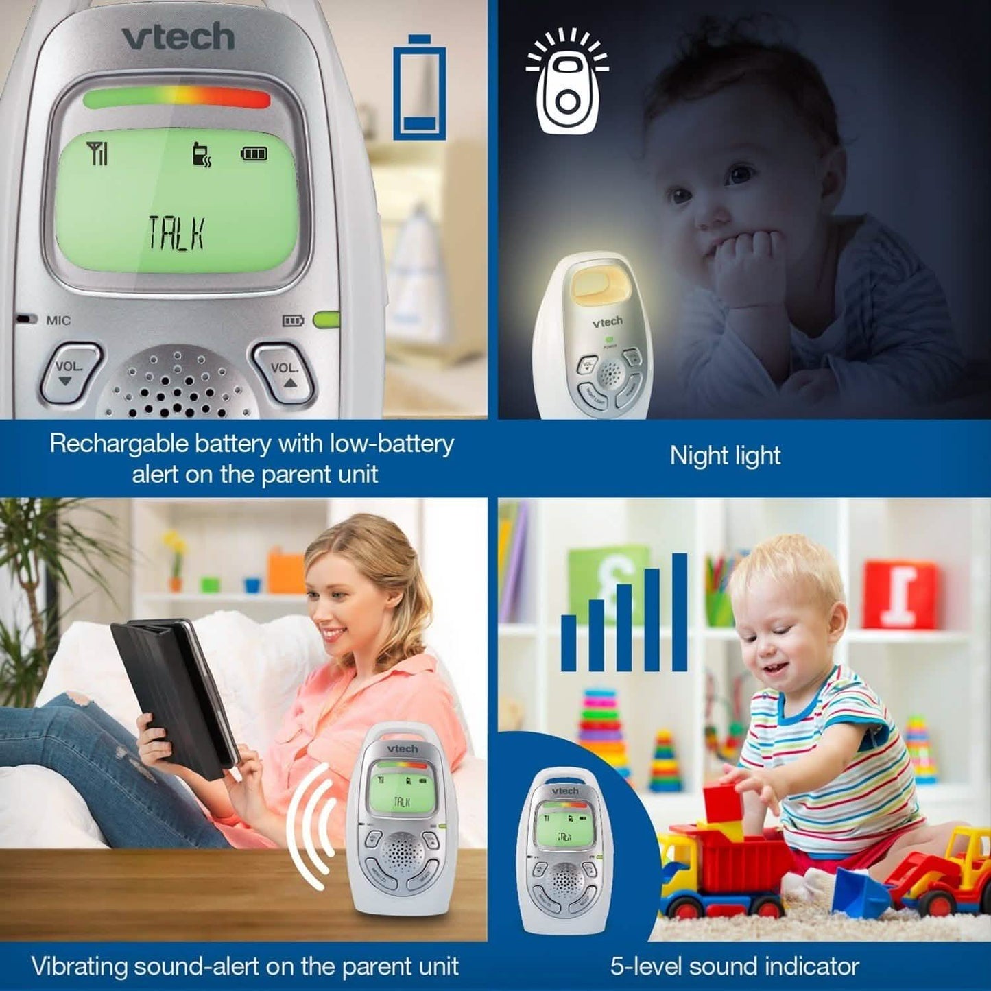 DECT 6.0 Digitales Audio Babyphone mit 2 Elterneinheiten
