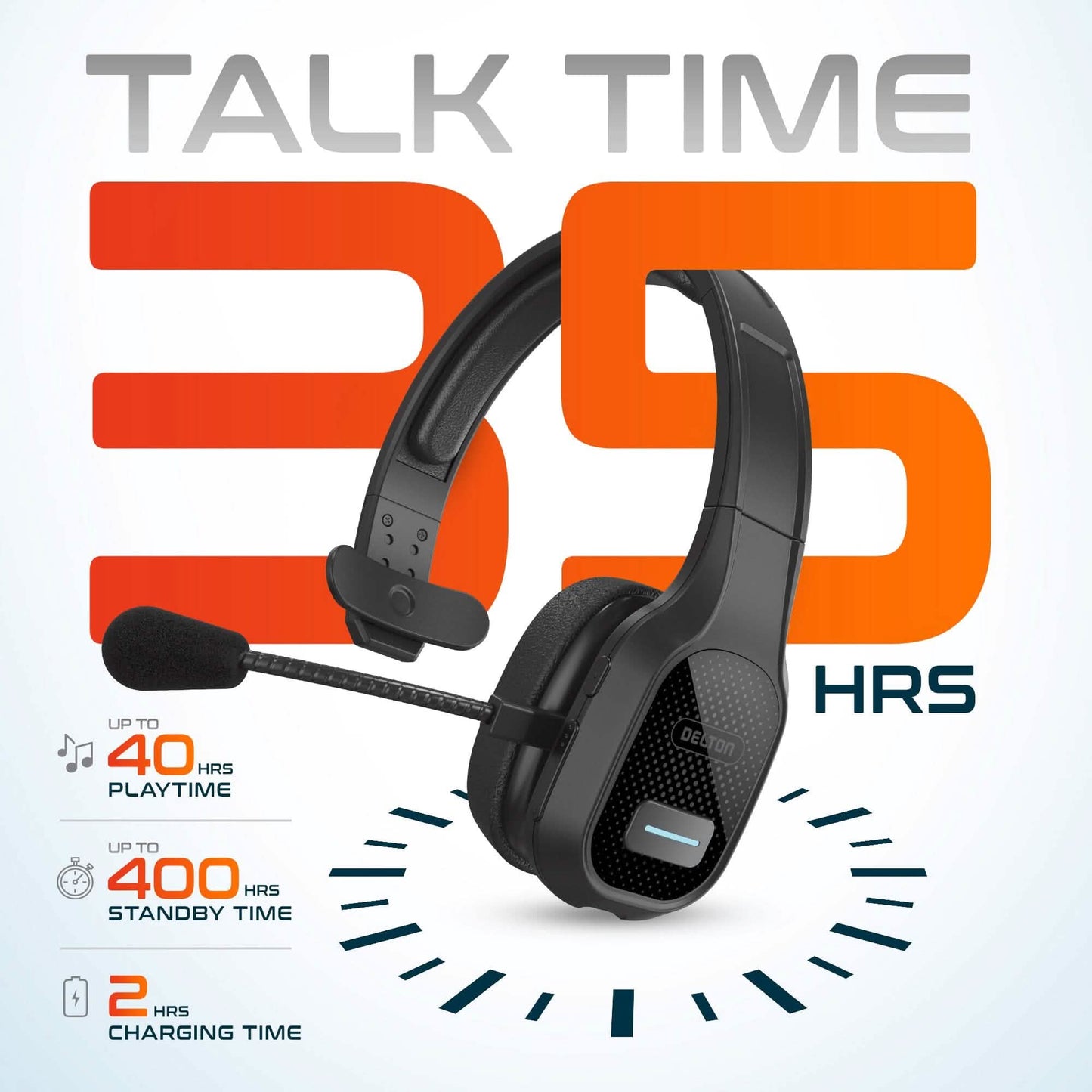 Delton 20X Kabelloses Computer-Headset mit USB-Dongle und Haken, Bluetooth Trucker-Kopfhörer mit Geräuschunterdrückendem Mikrofon