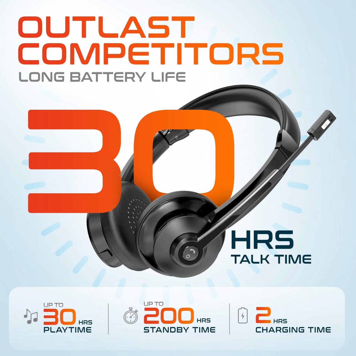 Delton 30X Bluetooth Computer Headset mit Geräuschunterdrückendem Mikrofon, HiFi Stereo Sound, Headset-Ständer & Auto-Pair-USB-Dongle für PC, Laptop, MacBook & Kompatibel mit MS Team, Google Meet und Mehr - Schwarz