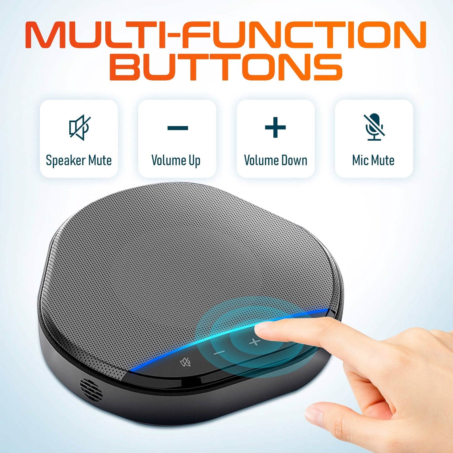 Delton C3900 USB Konferenzlautsprecher und Mikrofon, KI-Geräuschunterdrückung, 5W Lautsprecher, 4,9 m Reichweite, 360° Sprachaufnahme Konferenzlautsprecher für Büro, Zuhause, Online-Meetings und mehr - Schwarz
