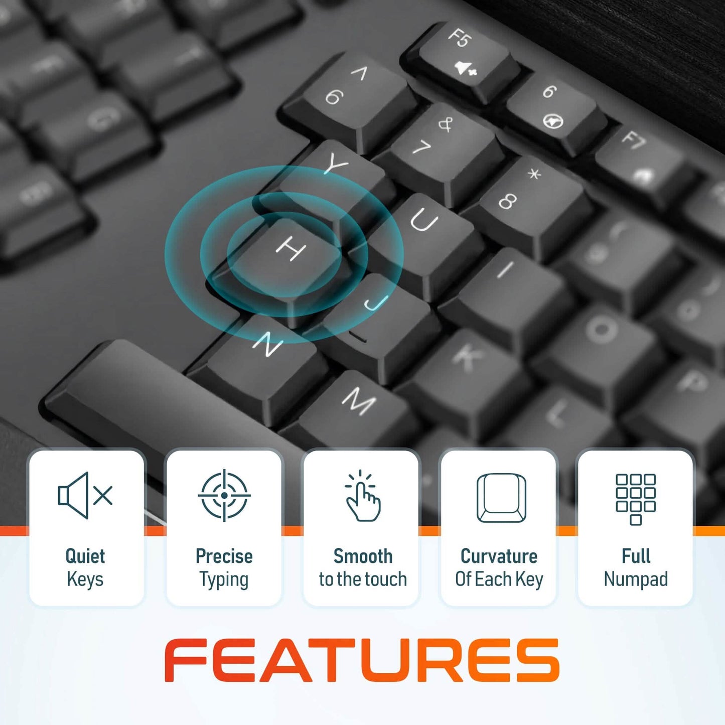 Delton G18 Ergonomische kabellose Tastatur und Maus, geteilte Tastatur mit Handballenauflage & ergonomische kabellose Maus, 2.4G Auto-Pairing-USB-Dongle für Computer, Laptop, Mac, Chromebook & Tablets - Schwarz
