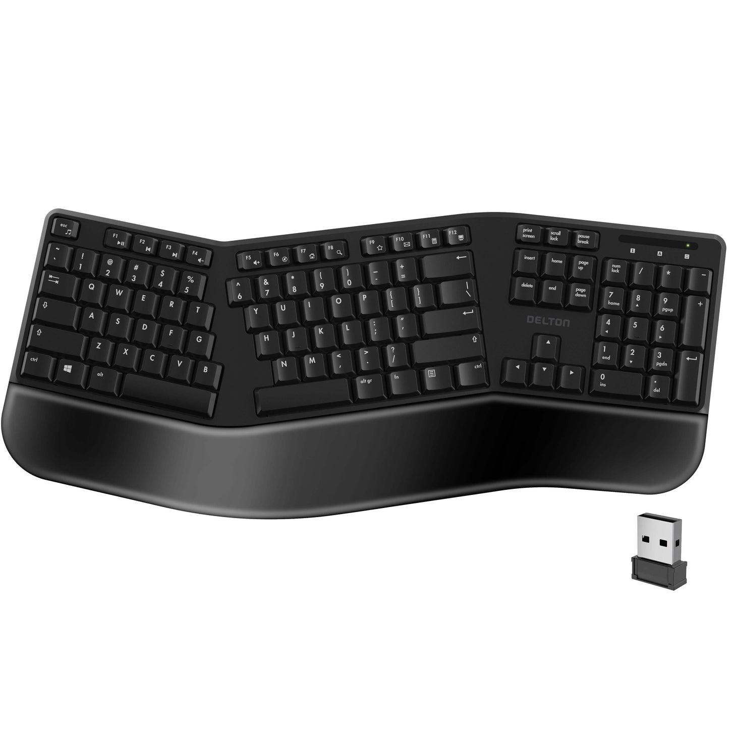 Delton KB200 Kabellose ergonomische Computertastatur, Full-Size-Tastatur