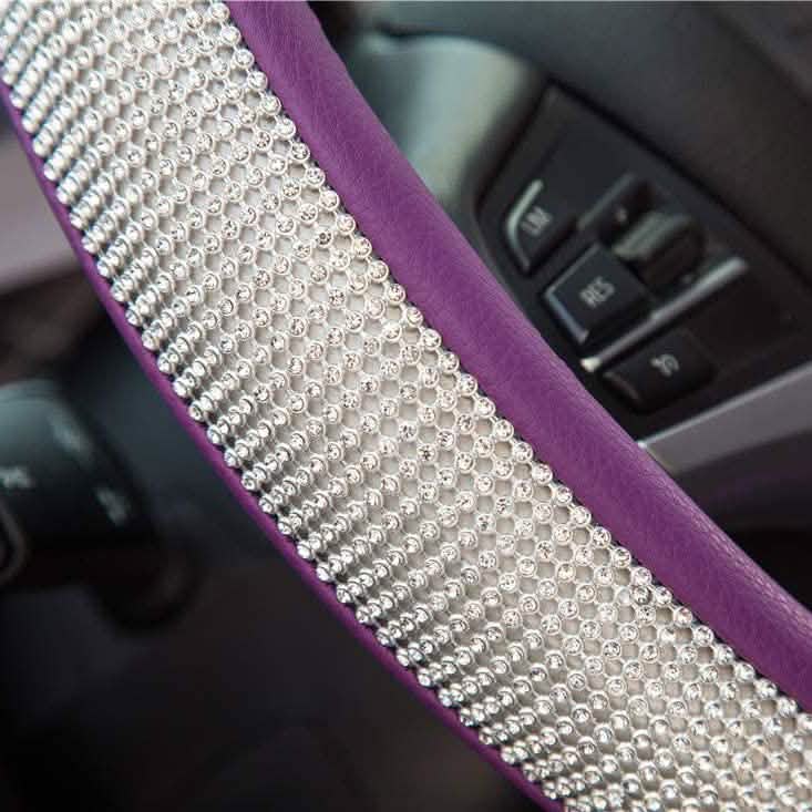 Diamant-Lederlenkradbezug mit Glitzer-Kristall-Strasssteinen