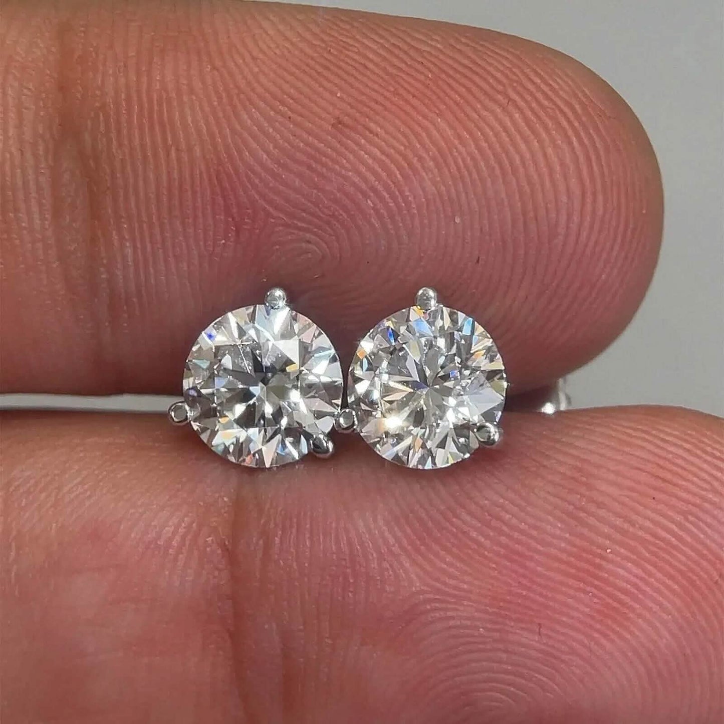 Diamant-Ohrstecker F VS2 Rund 4 Karat Laborgezüchtet 14K Weißgold Schraubverschluss