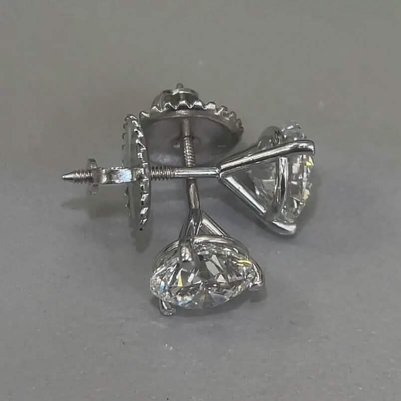 Diamant-Ohrstecker F VS2 Rund 4 Karat Laborgezüchtet 14K Weißgold Schraubverschluss