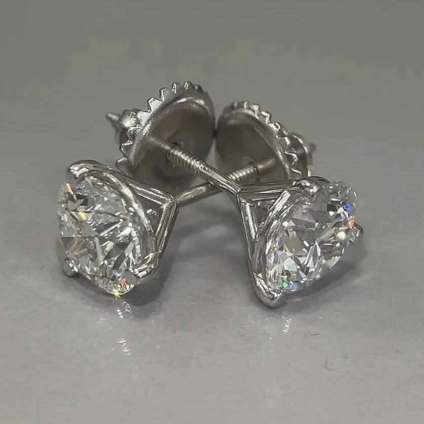 Diamant-Ohrstecker F VS2 Rund 4 Karat Laborgezüchtet 14K Weißgold Schraubverschluss