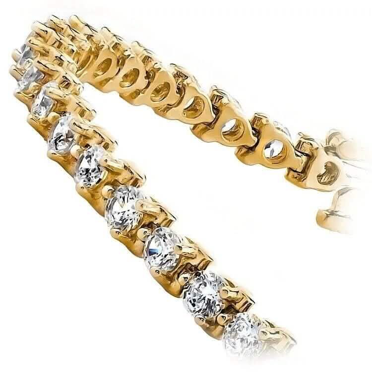 Diamant Tennisarmband 6.00 Karat Rundschliff 14k Gelbgold 100% Natur H/SI