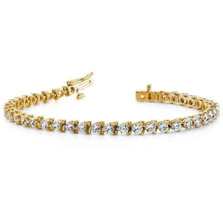 Diamant Tennisarmband 6.00 Karat Rundschliff 14k Gelbgold 100% Natur H/SI