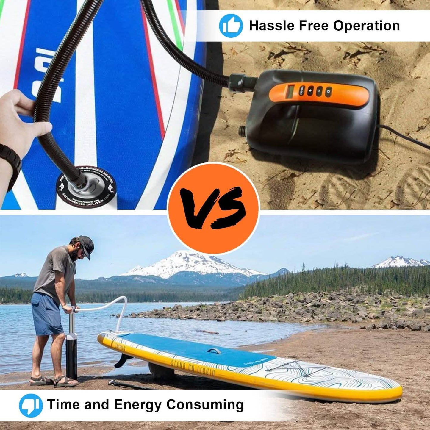 Digitale elektrische Luftpumpe, intelligenter zweistufiger Betrieb & Auto-Stopp-Funktion für Paddle Boards, Schlauchboote, Kajaks