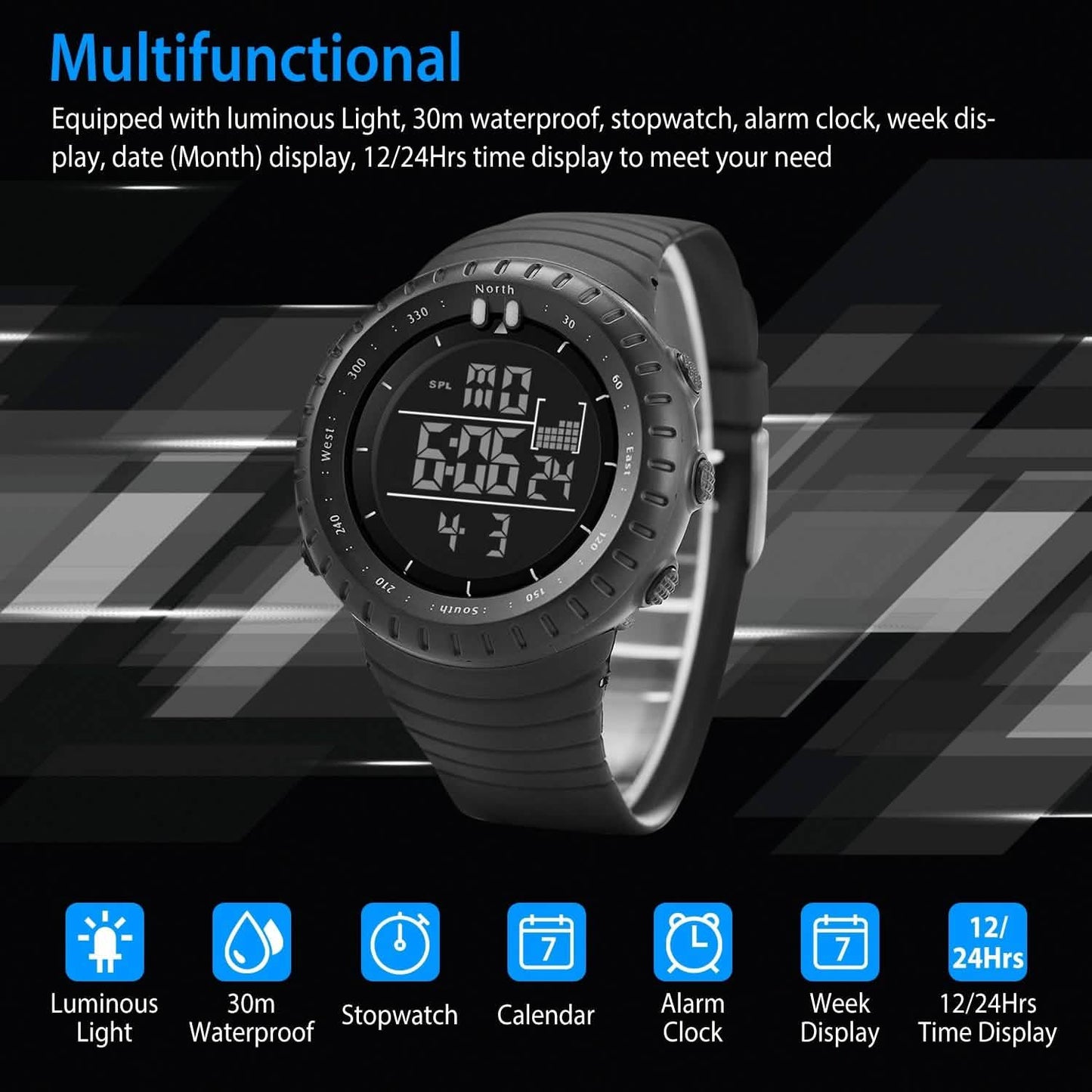 Digitale Herren-Sport-Militär-Taktik-Armbanduhr