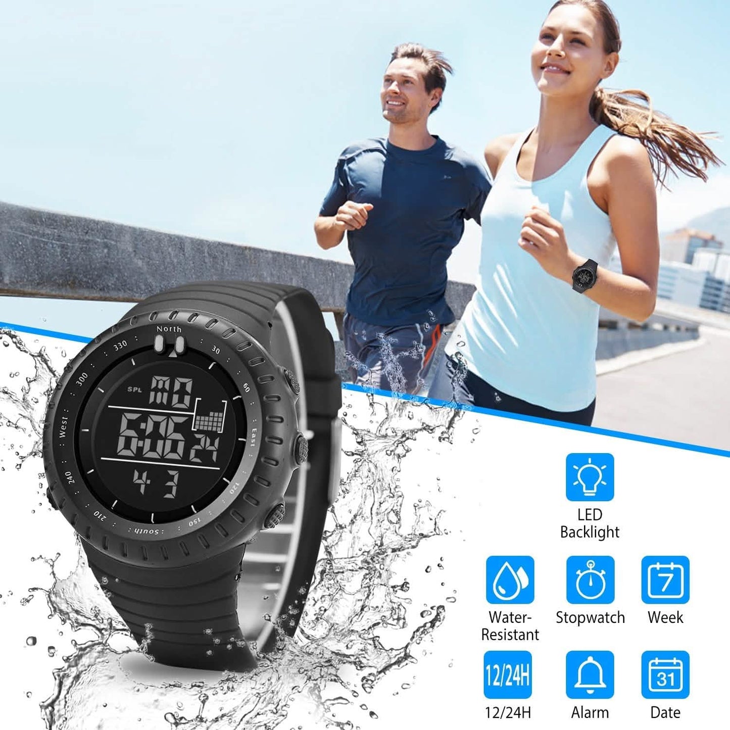 Digitale Herren-Sport-Militär-Taktik-Armbanduhr