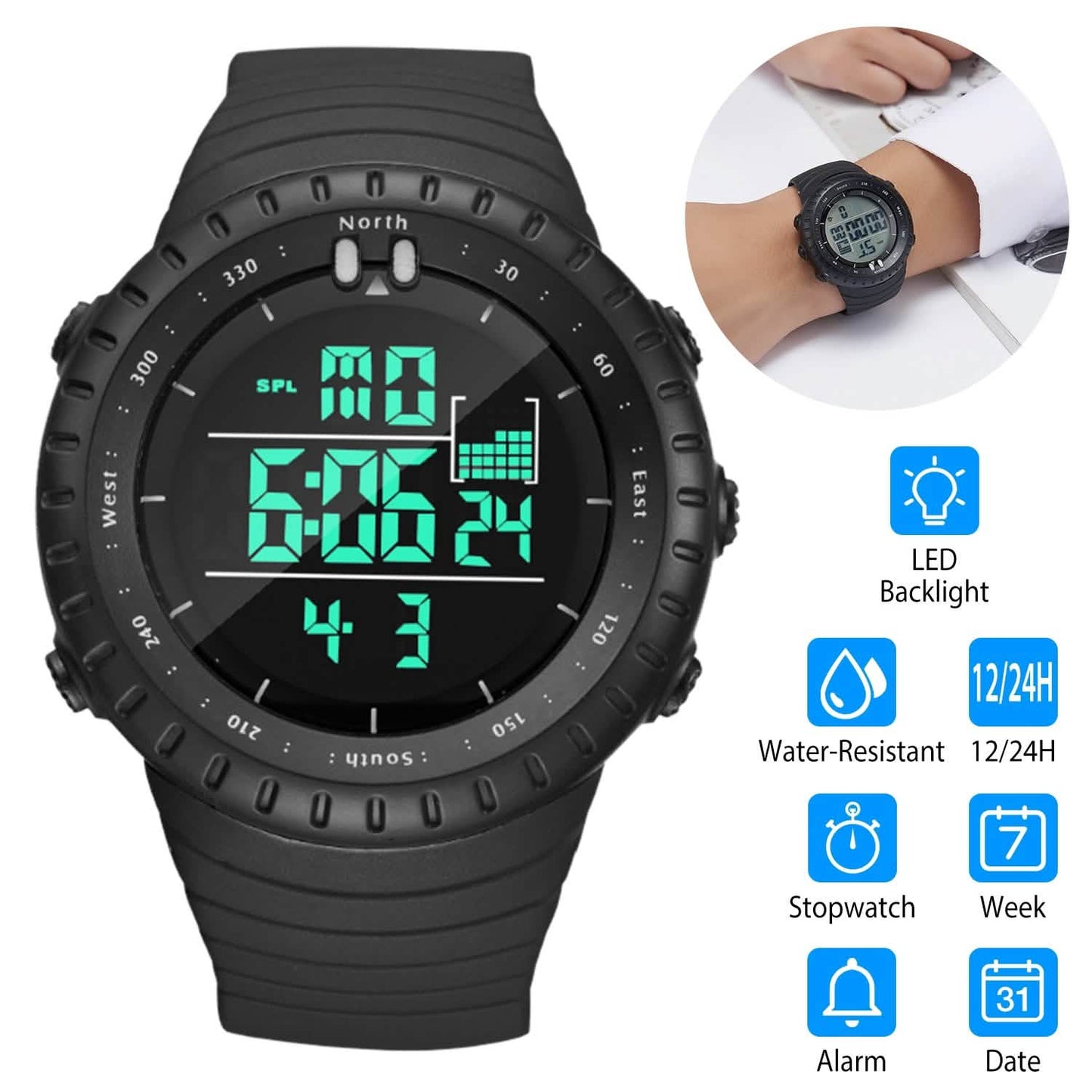 Digitale Herren-Sport-Militär-Taktik-Armbanduhr