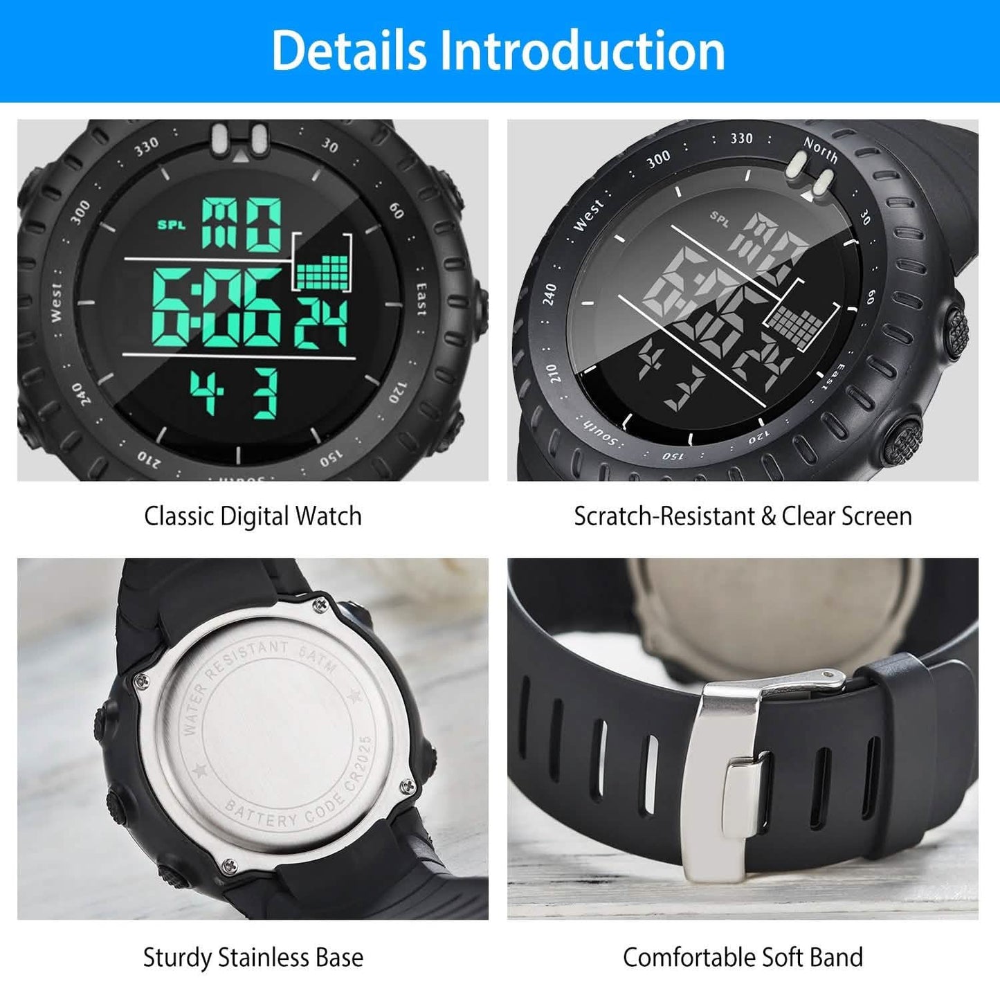Digitale Herren-Sport-Militär-Taktik-Armbanduhr