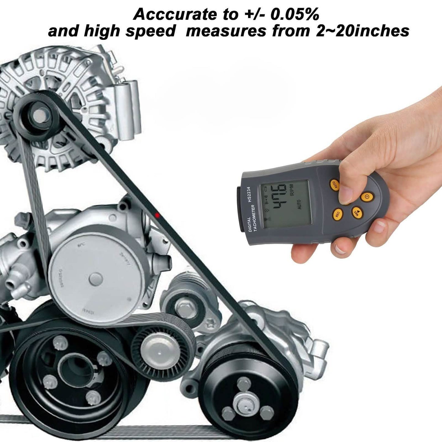Digitales Tachometer 2.5~99.999 U/min Genauigkeit Berührungsloses Laser-Foto-Tachometer