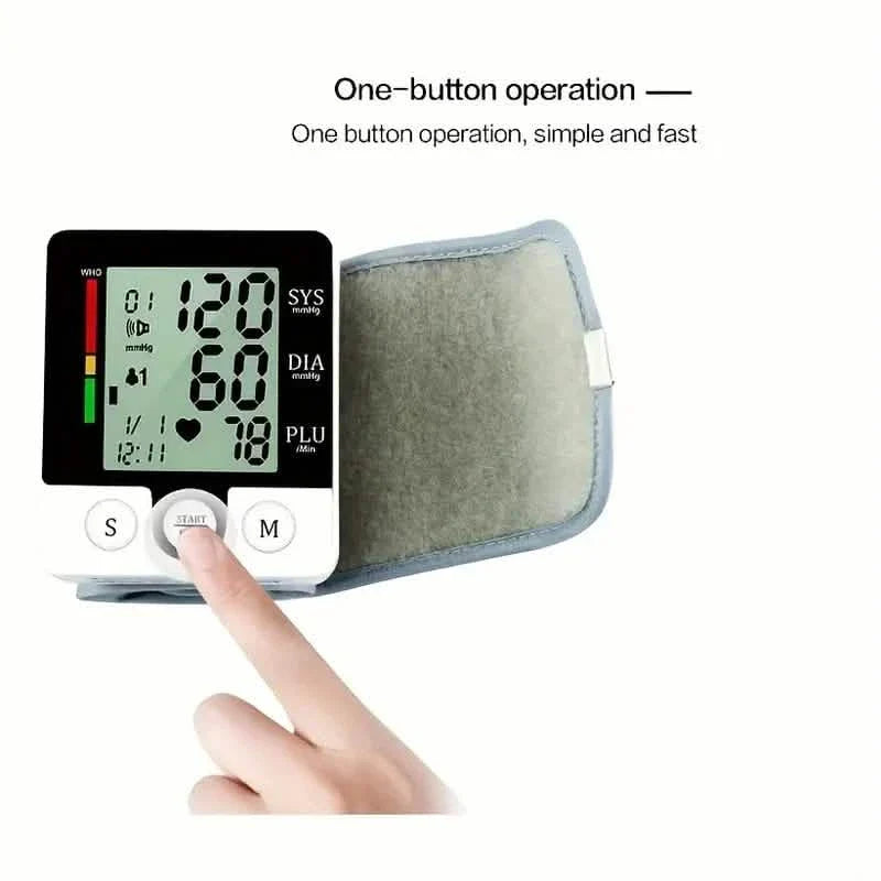 Digitales Handgelenk-Blutdruckmessgerät für Erwachsene – Sprachgesteuert, Herzfrequenz & Verstellbare Manschette
