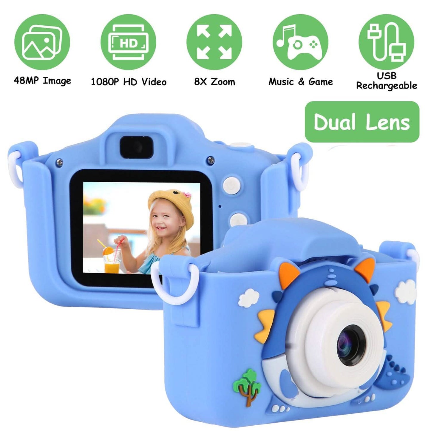 Dinosaurier Kinder Selfie 48MP 1080P HD Cartoon Digitalkamera