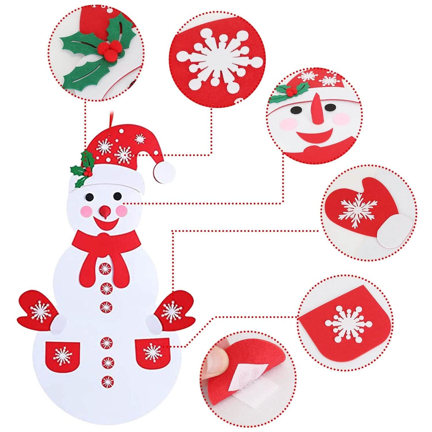 DIY Filz-Weihnachtsanhänger-Set mit 54 abnehmbaren Ornamenten