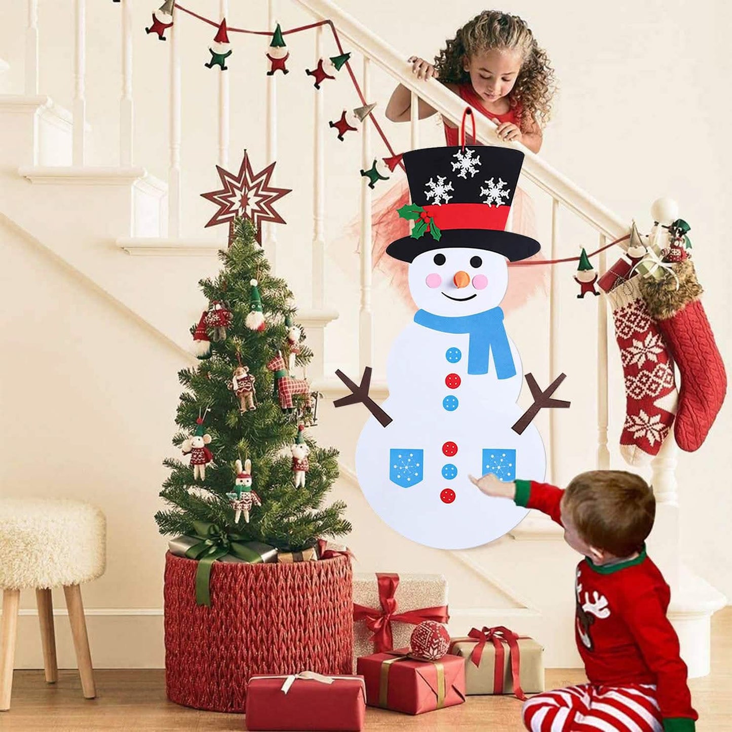 DIY Filz-Weihnachtsanhänger-Set mit 54 abnehmbaren Ornamenten