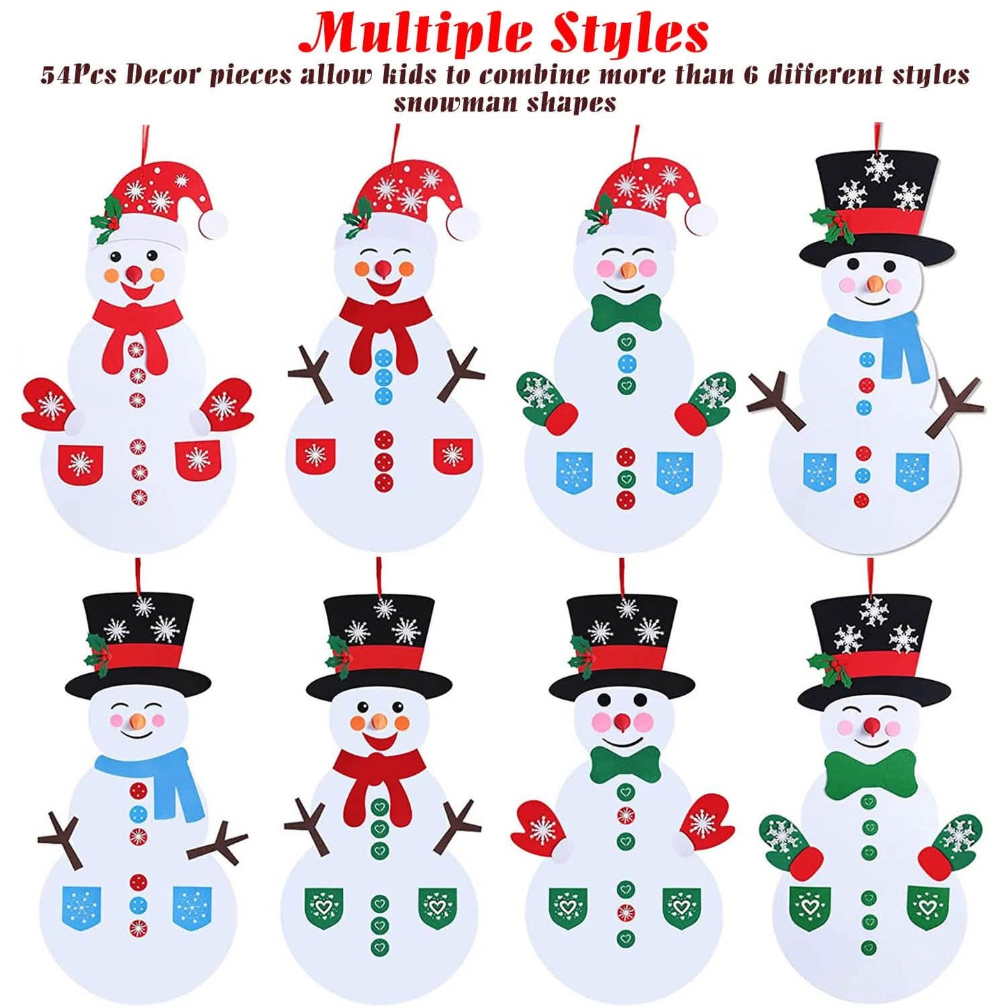 DIY Filz-Weihnachtsanhänger-Set mit 54 abnehmbaren Ornamenten